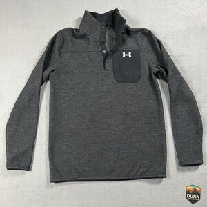 Under Armour Shirt Mens S Gray Specialist Henley 1/4 Button Zip Pocket Cold Gear